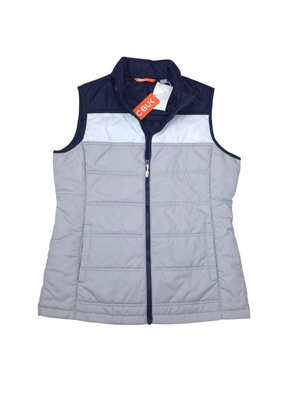 CBUK By Cutter & Buck Women Large Puffer Vest New With Tags Navy & Grey